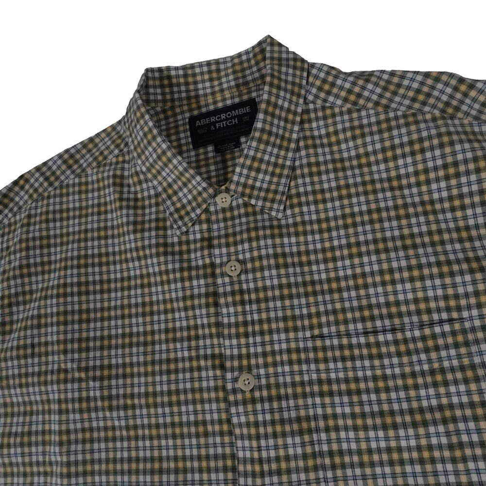 Abercrombie Fitch Vintage 90s Work Grunge Plaid Button Up Shirt Men's Big XL